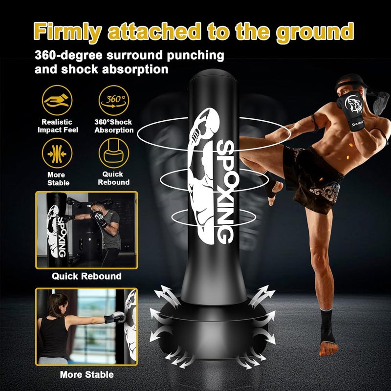 SPOXING Freestanding Punching Bag for Adult Teens, 70" Heavy Punching Bag with Boxing Gloves and Electric Air Pump for Beginners Kickboxing Training MMA Muay Thai Fitness Office Home Gym - Image 2